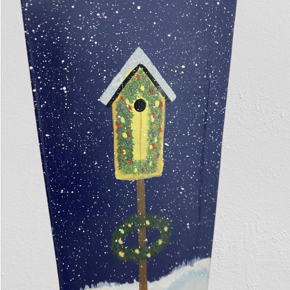 TABLETOP CHRISTMAS CABINET -- Painted, 3 Shelves, Hinged, Sparkle Paint, Wood - Picture 12 of 14